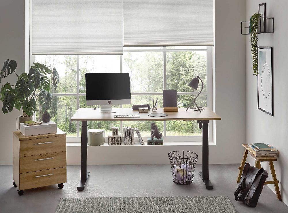 Emob Verstelbare Bureau Ben 160x77x74-117cm - Eikdecor/zwart