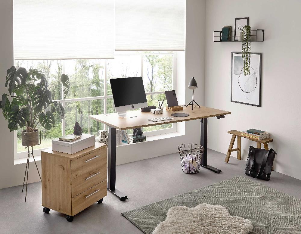 Emob Verstelbare Bureau Ben 160x77x74-117cm - Eikdecor/zwart