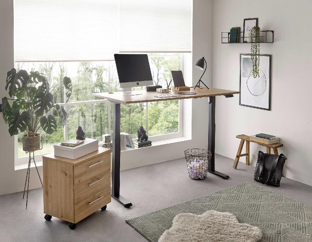 Emob Verstelbare Bureau Ben 160x77x74-117cm - Eikdecor/zwart