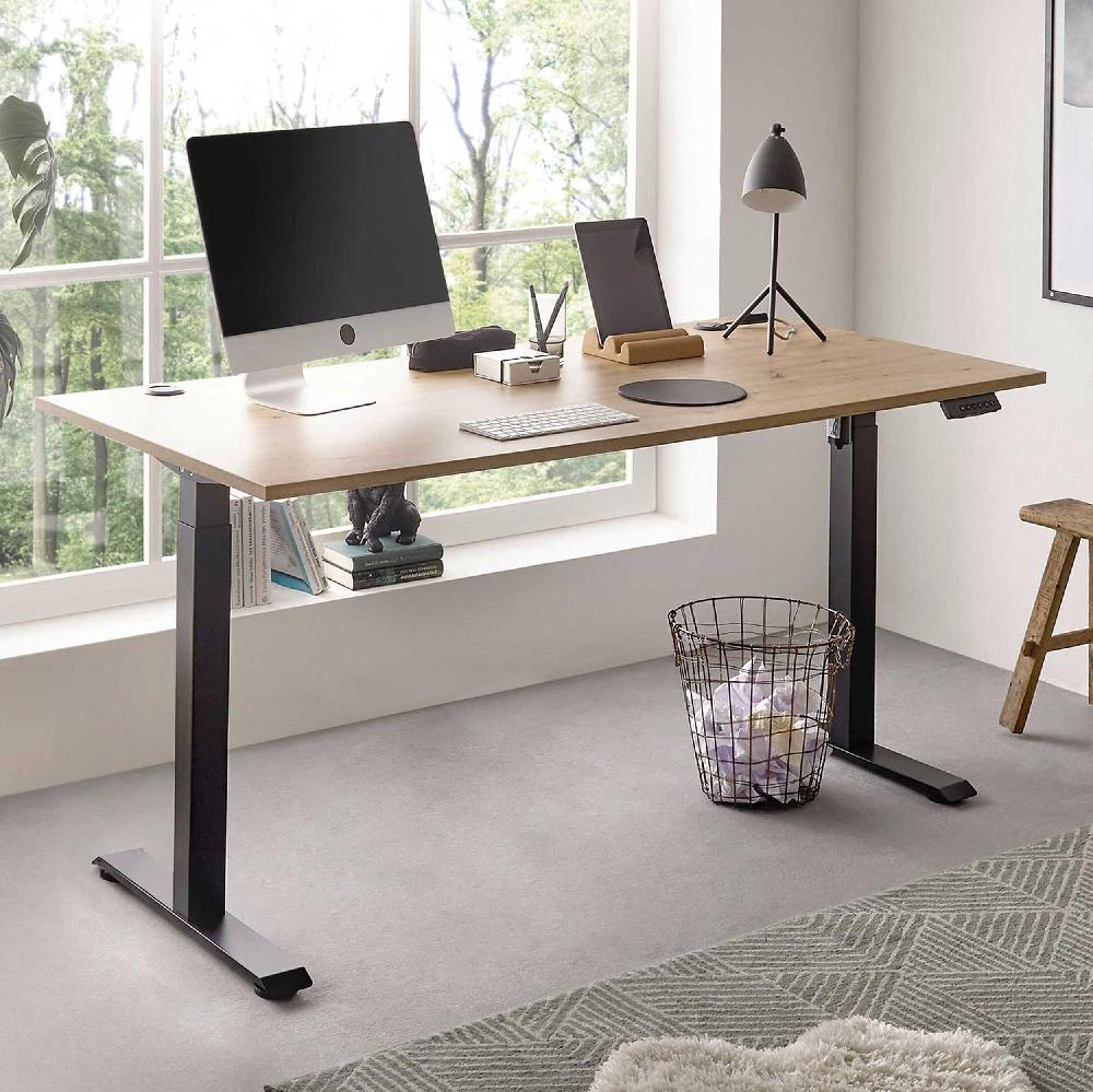 emob Verstelbare bureau Ben 160x77x74-117cm - eikdecor/zwart
