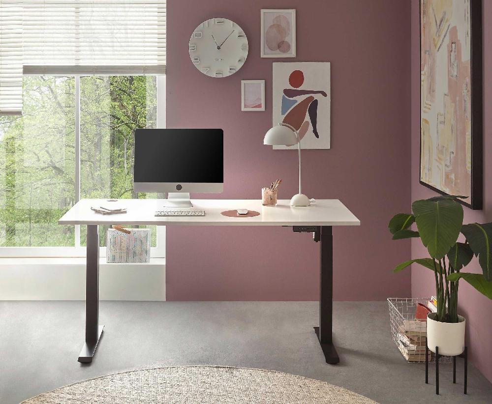 Emob Verstelbare Bureau Ben 160x77x74-117cm - Wit/zwart