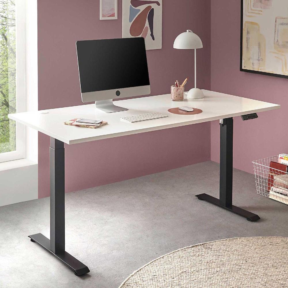 emob Verstelbare bureau Ben 160x77x74-117cm - wit/zwart