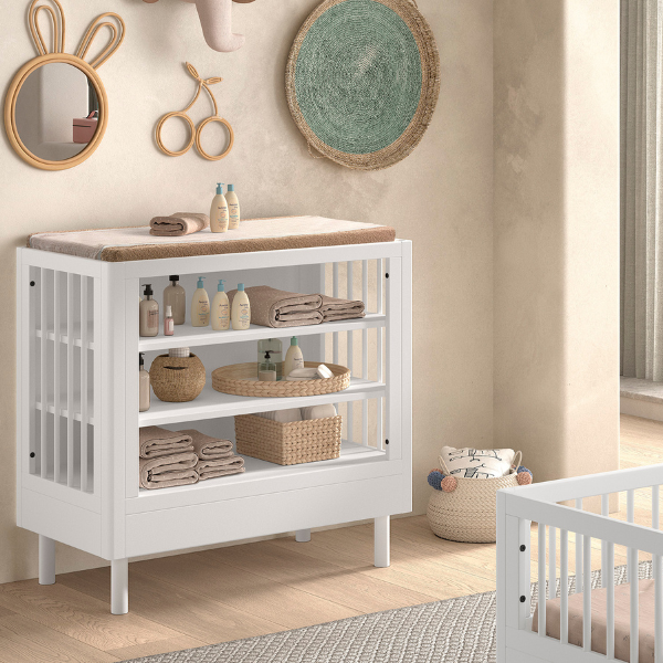 Emob Verzorgingstafel Forrest - 100x55x95cm - Wit Beukenhout