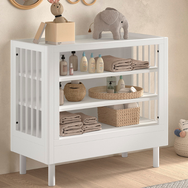 emob Verzorgingstafel Forrest - 100x55x95cm - wit beukenhout