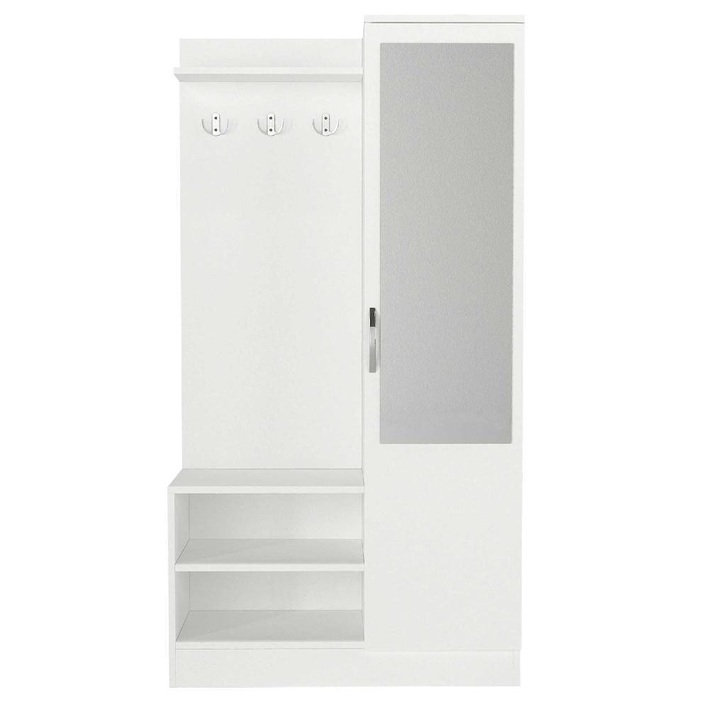 Emob Vestiairemeubel Dafne - Met 3 Haken En Spiegeldeur - Wit