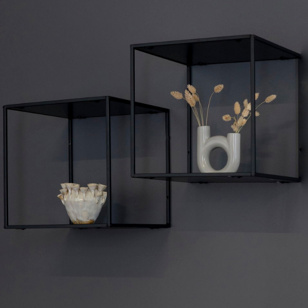 emob Vita Zwart Wandrek: Stijlvol 36x36x36 cm Staal en plaat