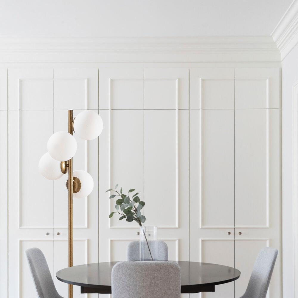 Emob Vloerlamp Sheen - Ø32x130cm - Metaal & Glas - Goud/wit