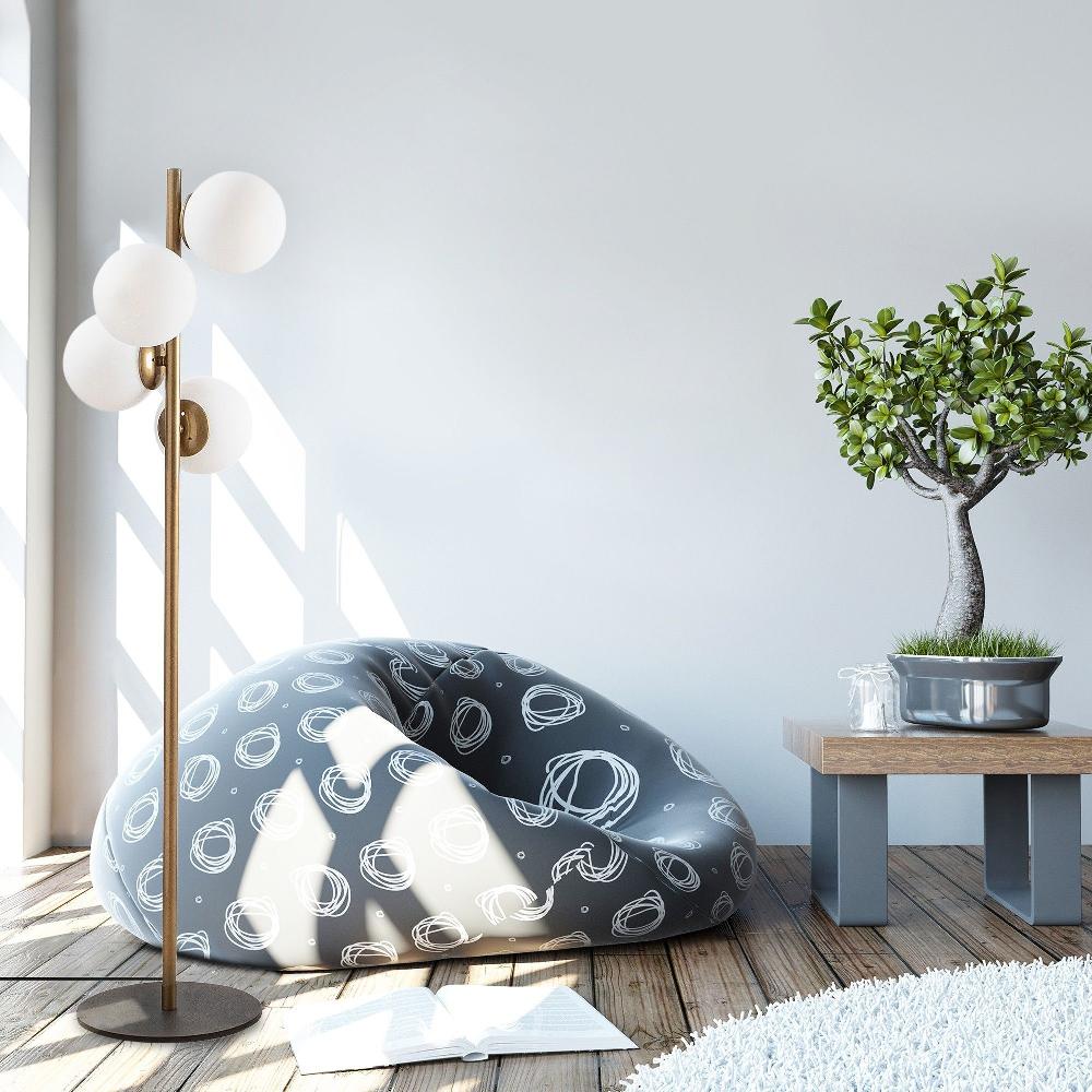 emob Vloerlamp Sheen - Ø32x130cm - metaal & glas - goud/wit