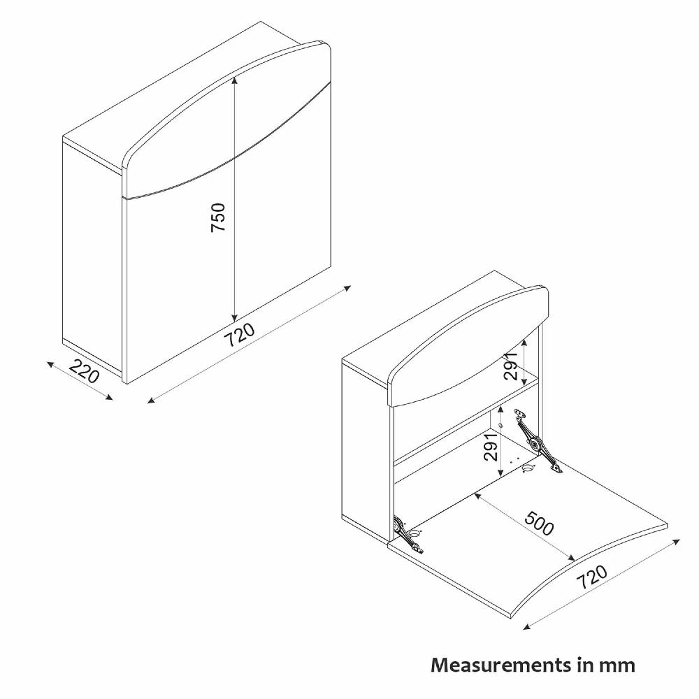 Emob Wandbureau Indy - 72x22x75cm - Met Opbergruimte - Eikdecor