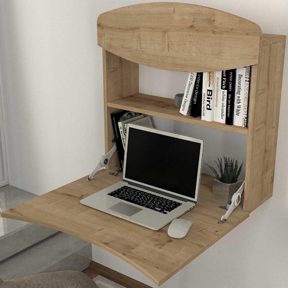 emob Wandbureau Indy - 72x22x75cm - met opbergruimte - eikdecor