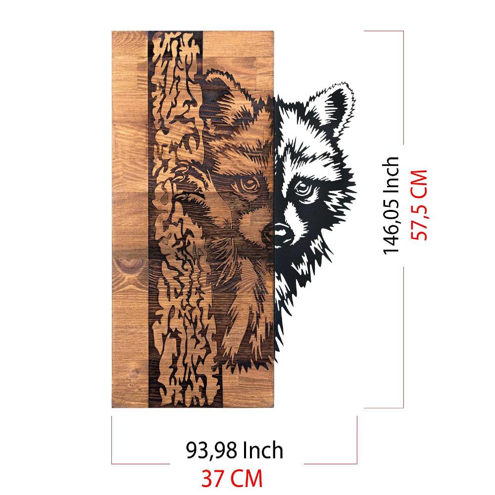 Emob Wanddecoratie Wallity Wasbeer - Metaal/notenhout