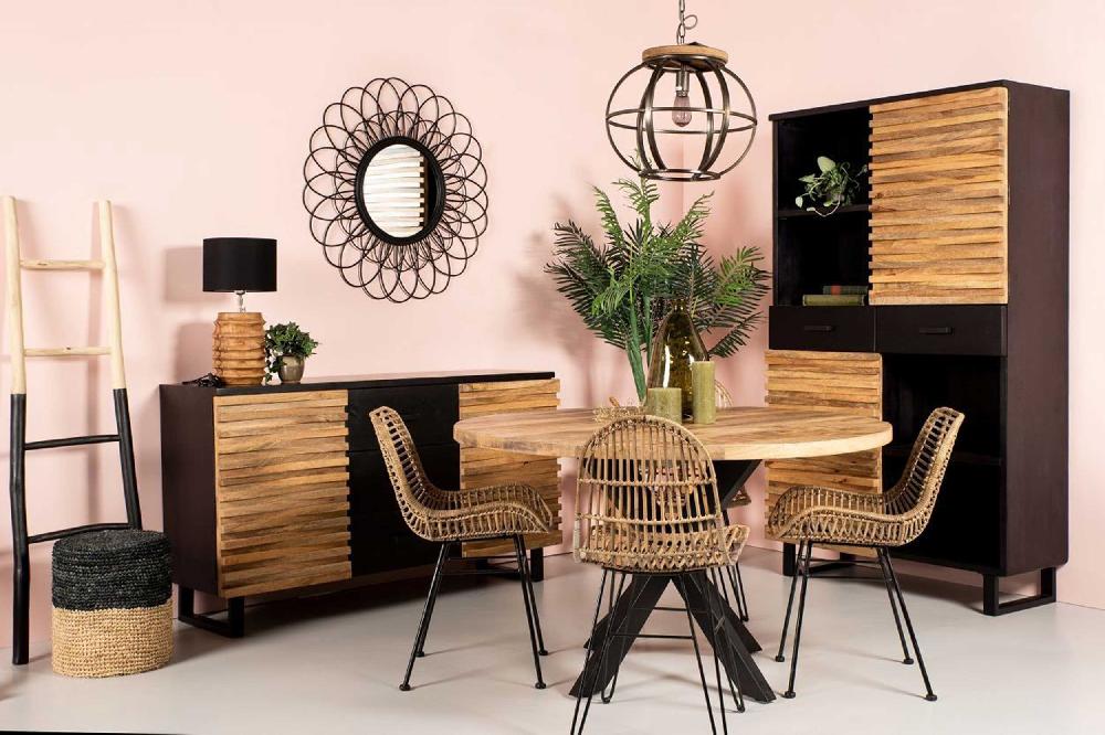 Emob Wandkast Hariette 110cm 2 Deuren & 2 Lades - Bruin/zwart