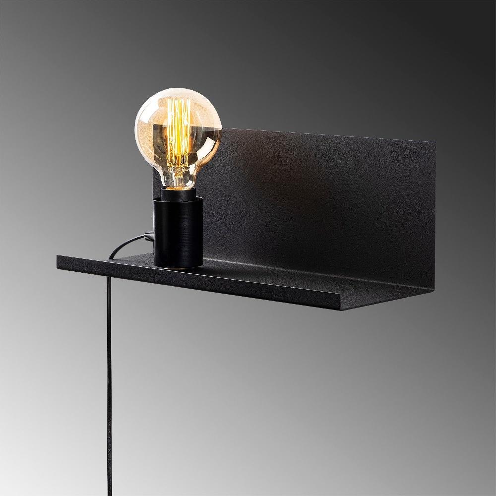 Emob Wandlamp Sheen - 40x15x15cm - Met Legplankje - Zwart Metaal