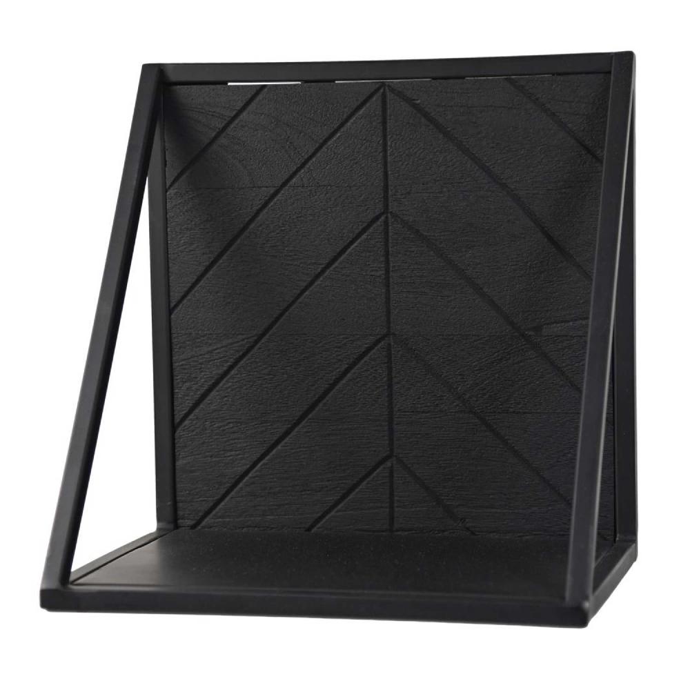 Emob Wandplank Verona - 30x19x30cm - Mangohout En Metaal - Zwart