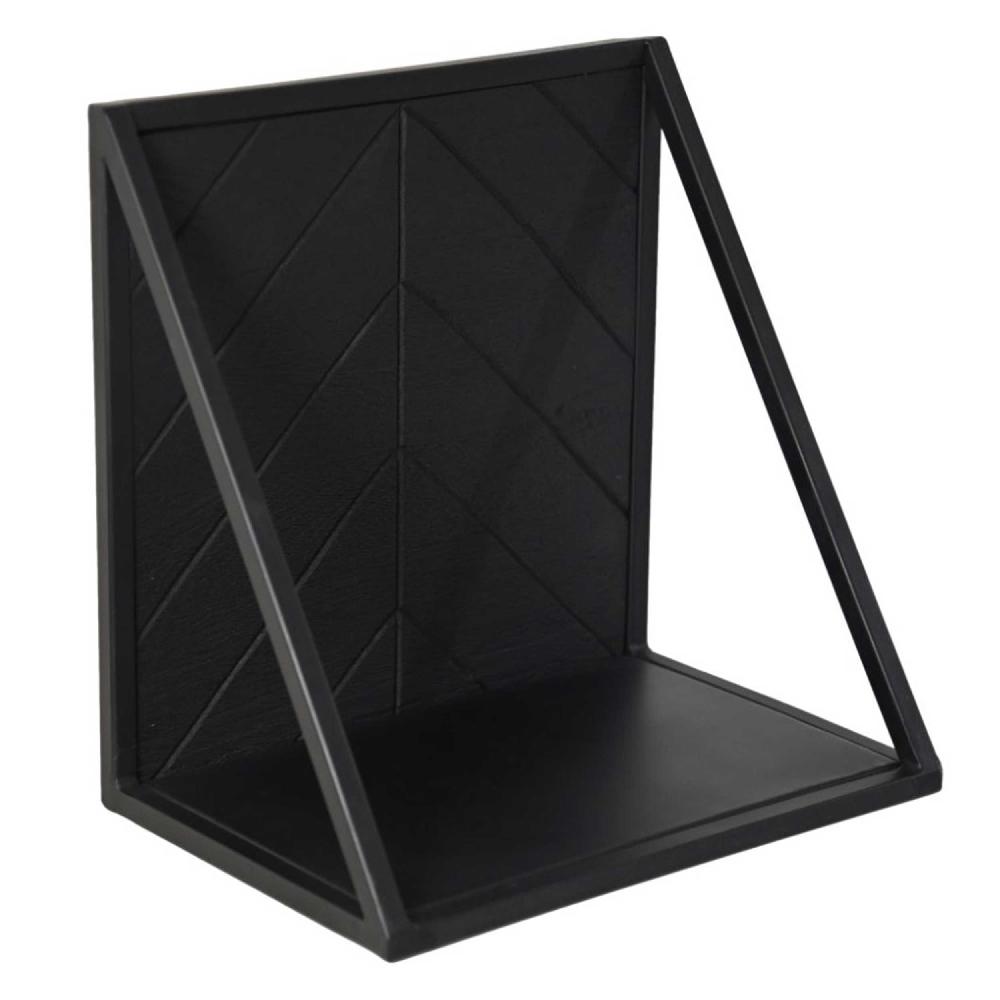 emob Wandplank Verona - 30x19x30cm - mangohout en metaal - zwart