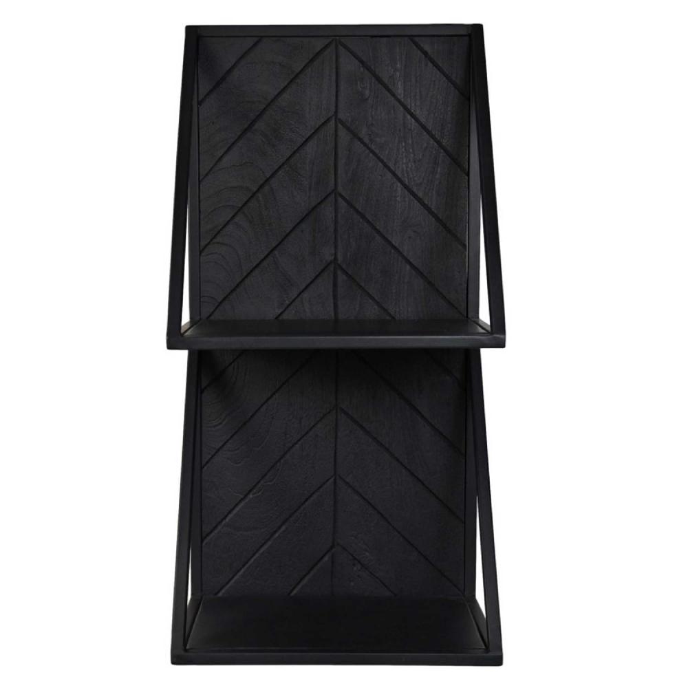 Emob Wandplank Verona - 30x19x60cm - Mangohout En Metaal / Zwart