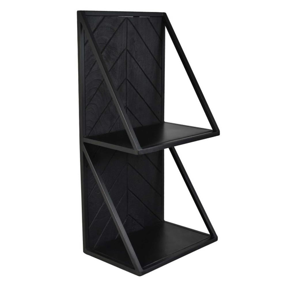 emob Wandplank Verona - 30x19x60cm - mangohout en metaal / zwart