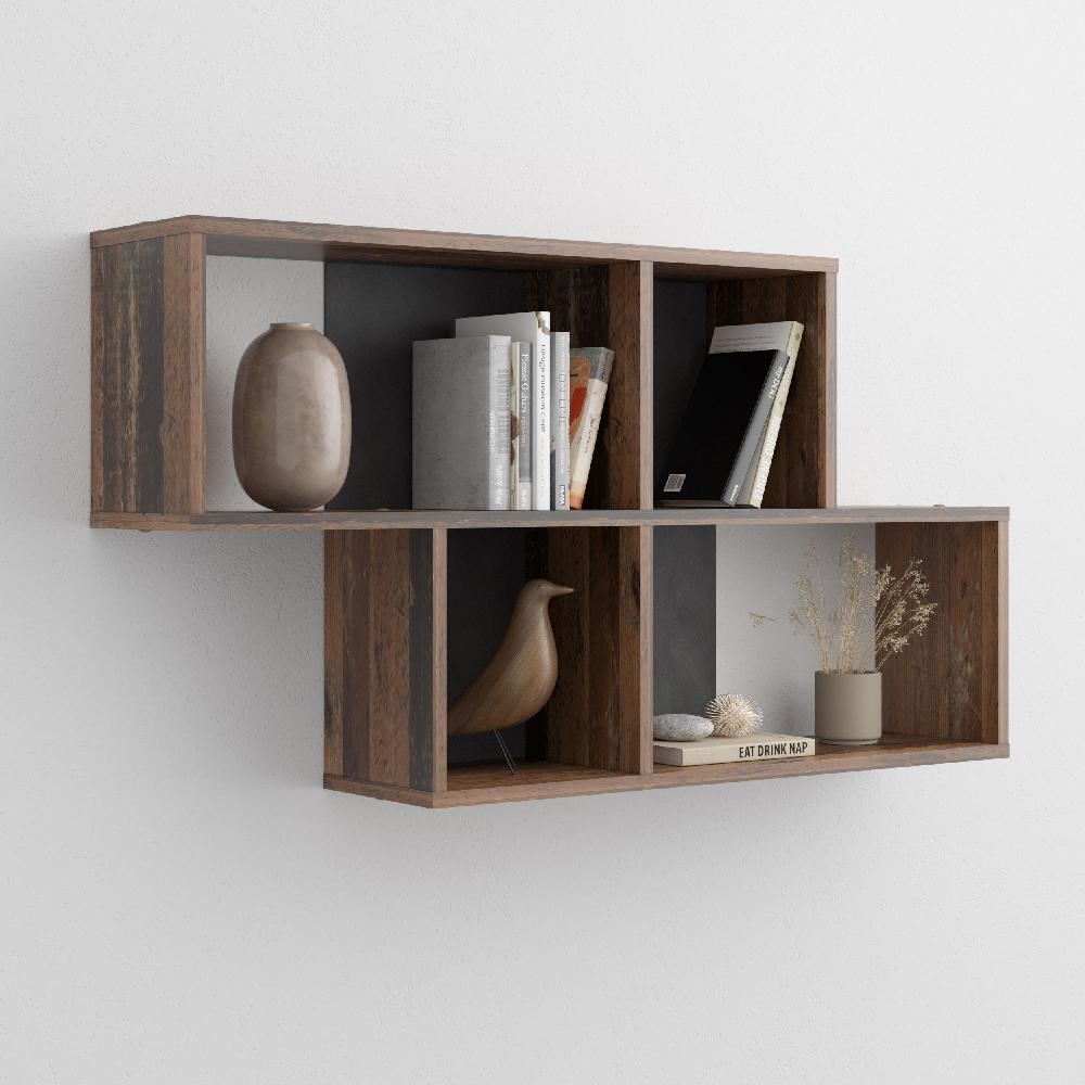 emob Wandrek Nora met 4 vakken - verweerd hout/antraciet