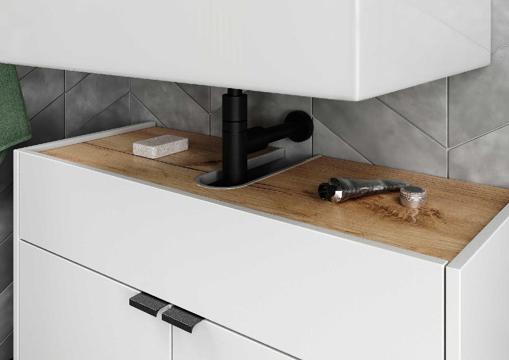 Emob Wastafelonderkast Ferrano - 3 Deuren - Wit/eikdecor