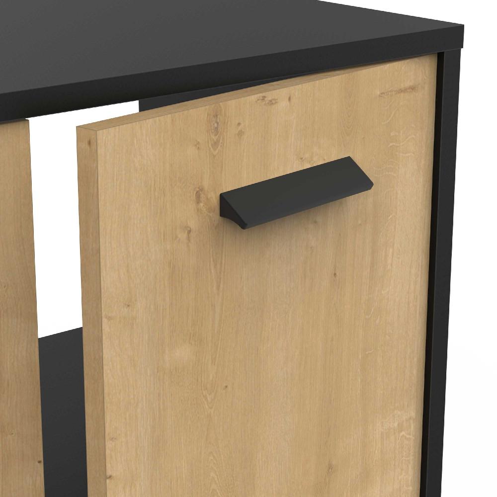 Emob Wastafelonderkast Marlin - 64x33x61cm - 2 Deuren - Eikdecor/zwart