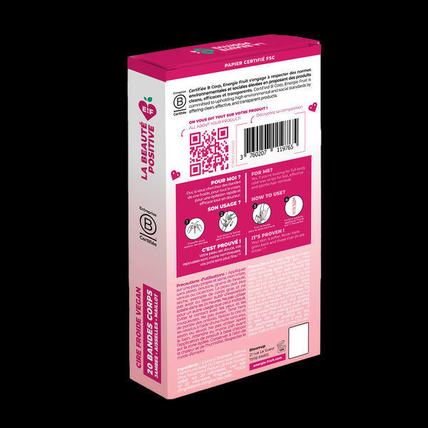 Energie Fruit BANDES DE CIRES FROIDE VEGAN - 20 BANDES CORPS