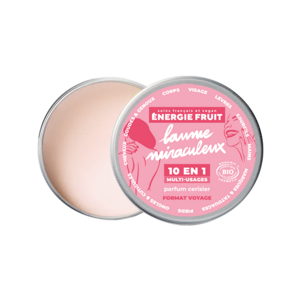 energie fruit BAUME MIRACULEUX 10-EN-1 CERTIFIE BIO PAR ECOCERT - FORMAT VOYAGE - FLEUR DE CERISIER