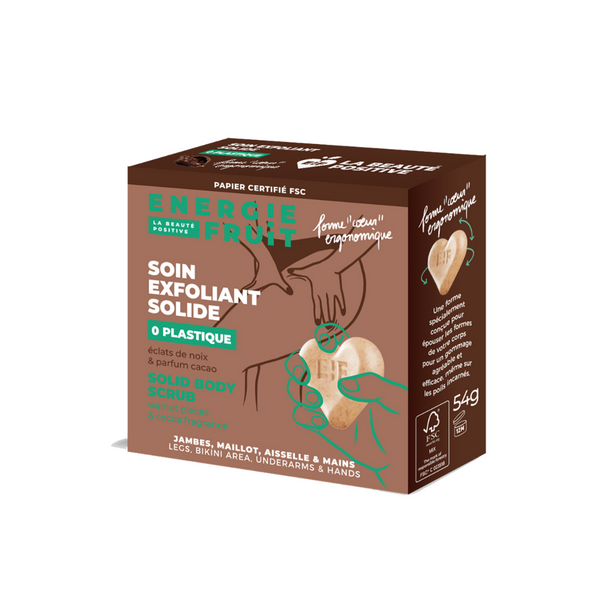 energie fruit SOIN EXFOLIANT SOLIDE - CERTIFIÉ BIO PAR ECOCERT - ECLAT DE NOIX & HUILE AMANDE DOUCE - PARFUM CACAO