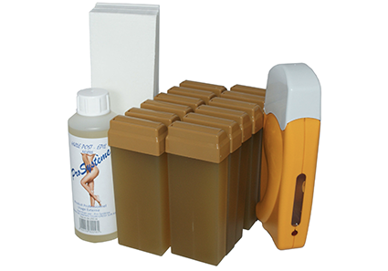 epilwax Kit d’épilation solo complet à la cire jetable au Miel avec roulette grand modèle pour les jambes aisselles et le corps