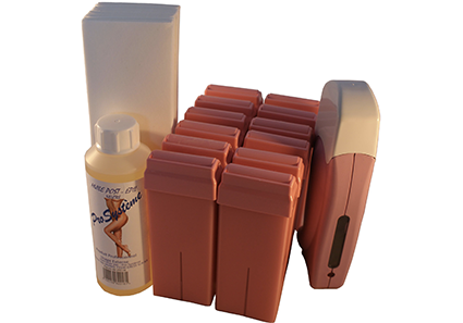epilwax Kit d’épilation solo complet à la cire jetable Rose avec roulette grand modèle pour les jambes aisselles et le corps