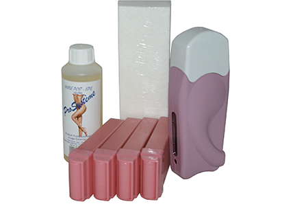 epilwax Kit d’épilation solo complet à la cire jetable rose avec roulette grand modèle pour les jambes aisselles et le corps