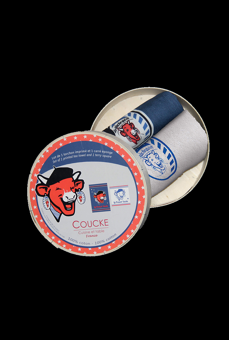 essix home collection Coffret LA VACHE QUI RIT - Torchon et Essuie main de cuisine French Vache imprimés
