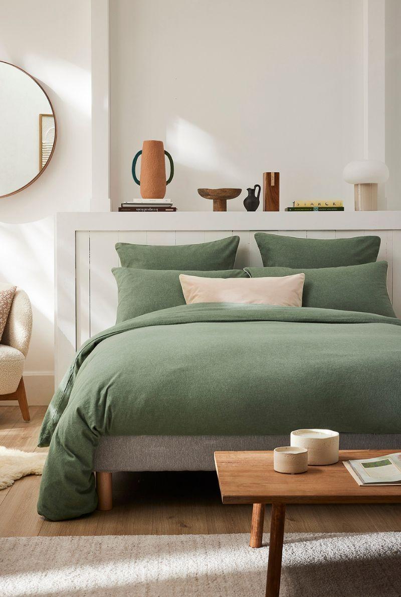 Essix Home Collection Drap Plat En Flanelle De Coton Chambray Frisson