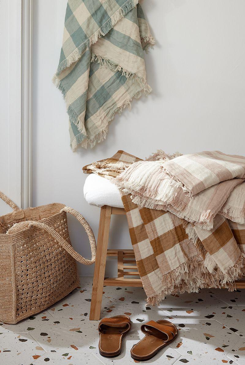 Essix Home Collection Plaid En Gaze De Coton Daisy