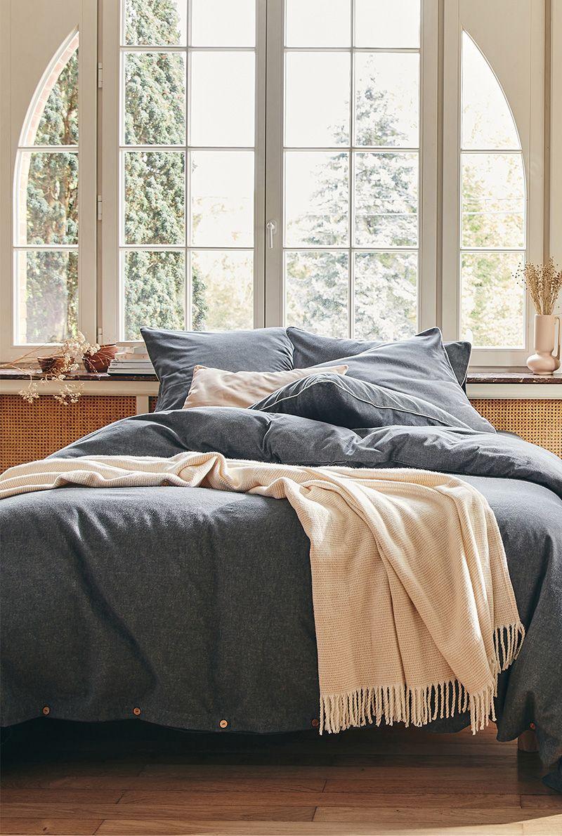 essix home collection Housse de couette en flanelle de coton chambray Frisson