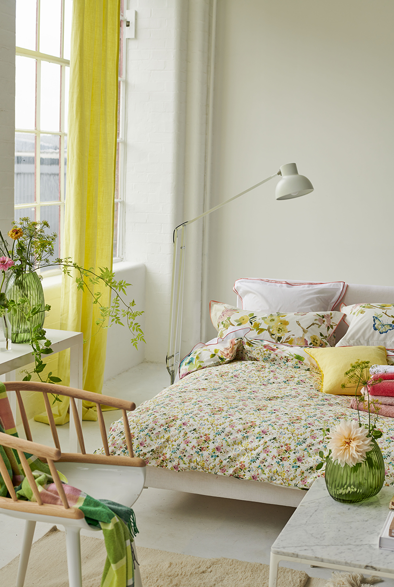 Essix Home Collection Housse De Couette En Percale De Coton Fiore D'Aqua Peony