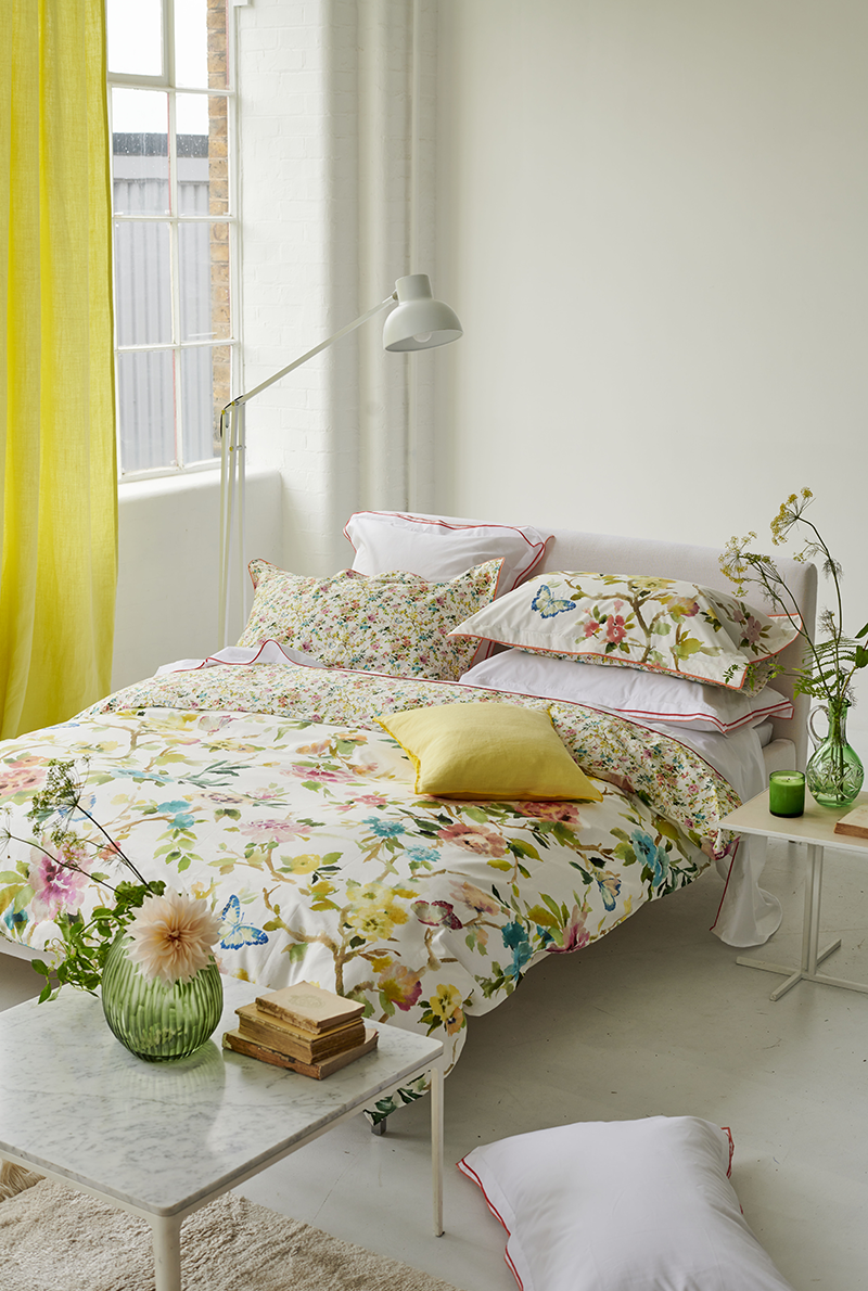 Essix Home Collection Housse De Couette En Percale De Coton Fiore D'Aqua Peony