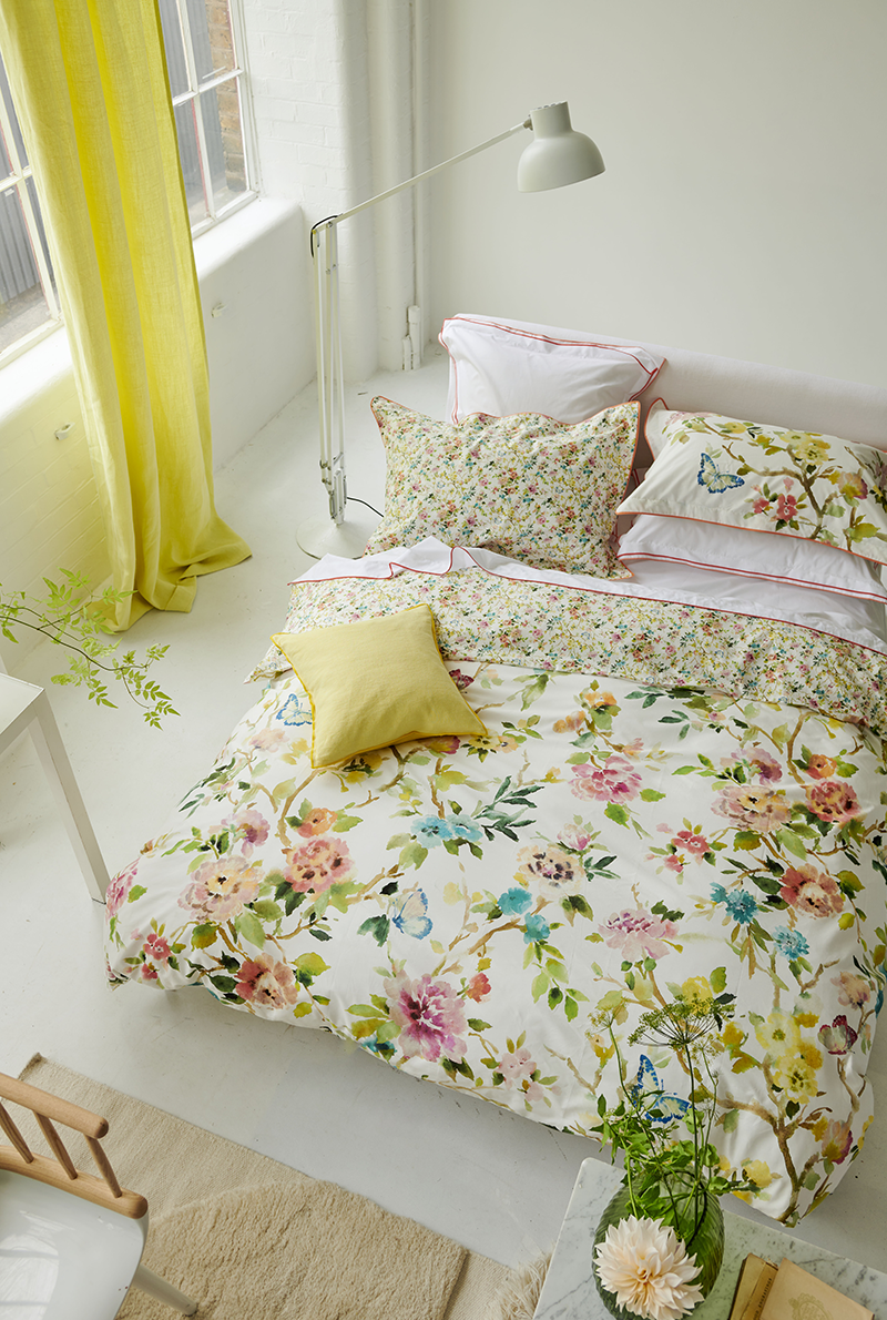 essix home collection Parure en percale de coton Fiore d'Aqua Peony