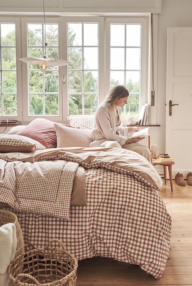 essix home collection Parure en percale de coton Vichy Made in France