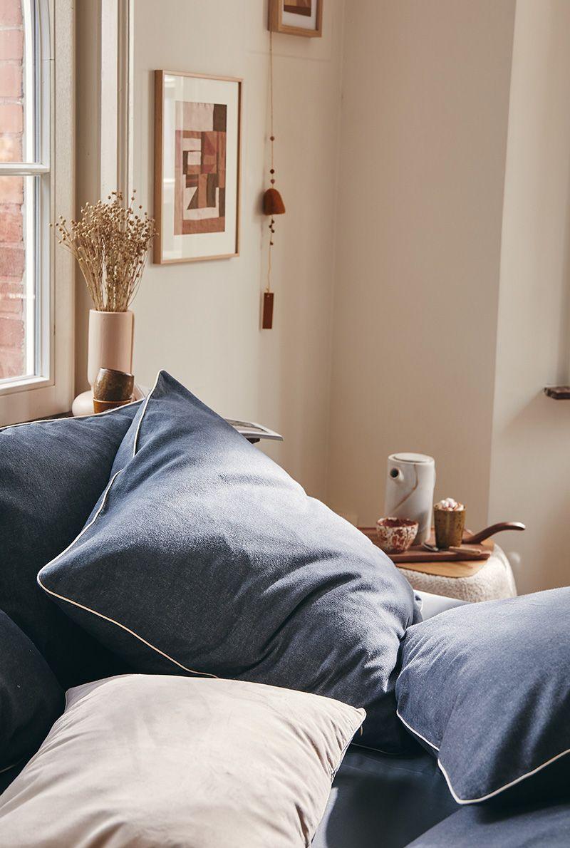 Essix Home Collection Taie D'oreiller En Flanelle De Coton Chambray Frisson