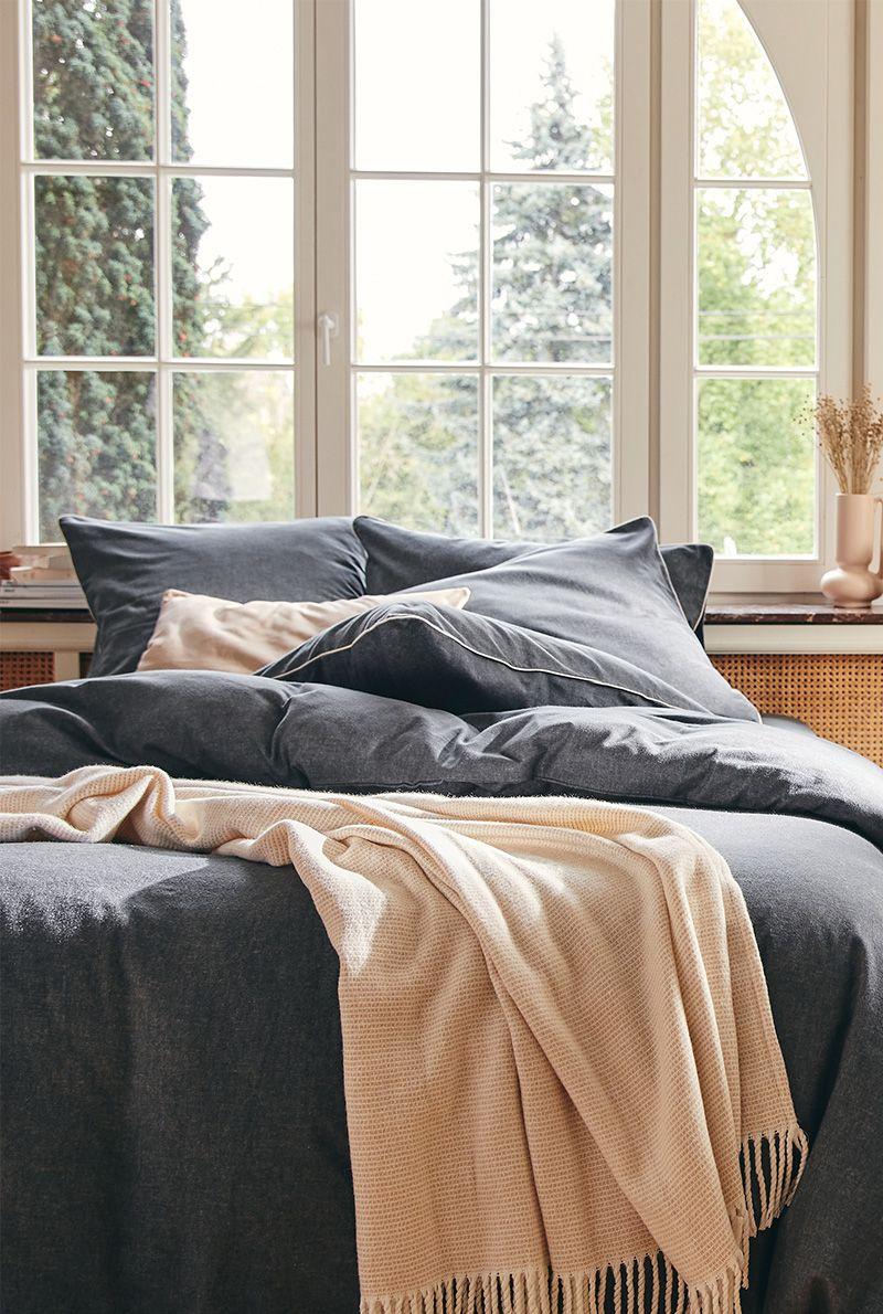 Essix Home Collection Taie D'oreiller En Flanelle De Coton Chambray Frisson