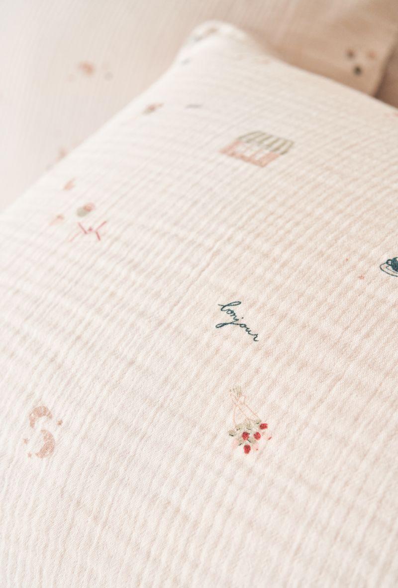 Essix Home Collection Taie D'oreiller En Gaze De Coton Breakfast In Paris