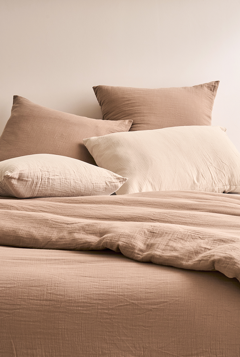 Essix Home Collection Taie D'oreiller En Gaze De Coton Lavée Tendresse