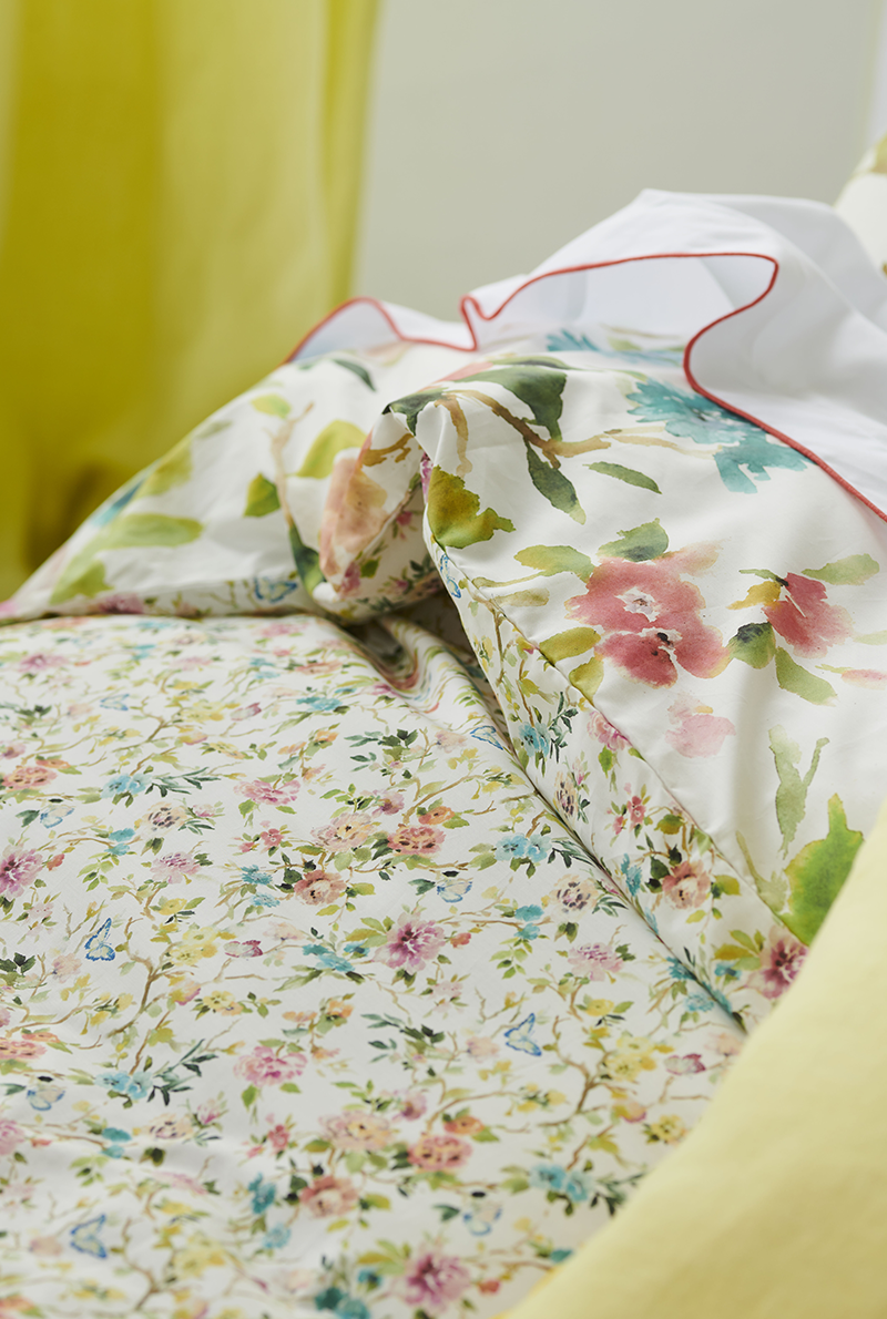 Essix Home Collection Taie D'oreiller En Percale De Coton Fiore D'Aqua Peony