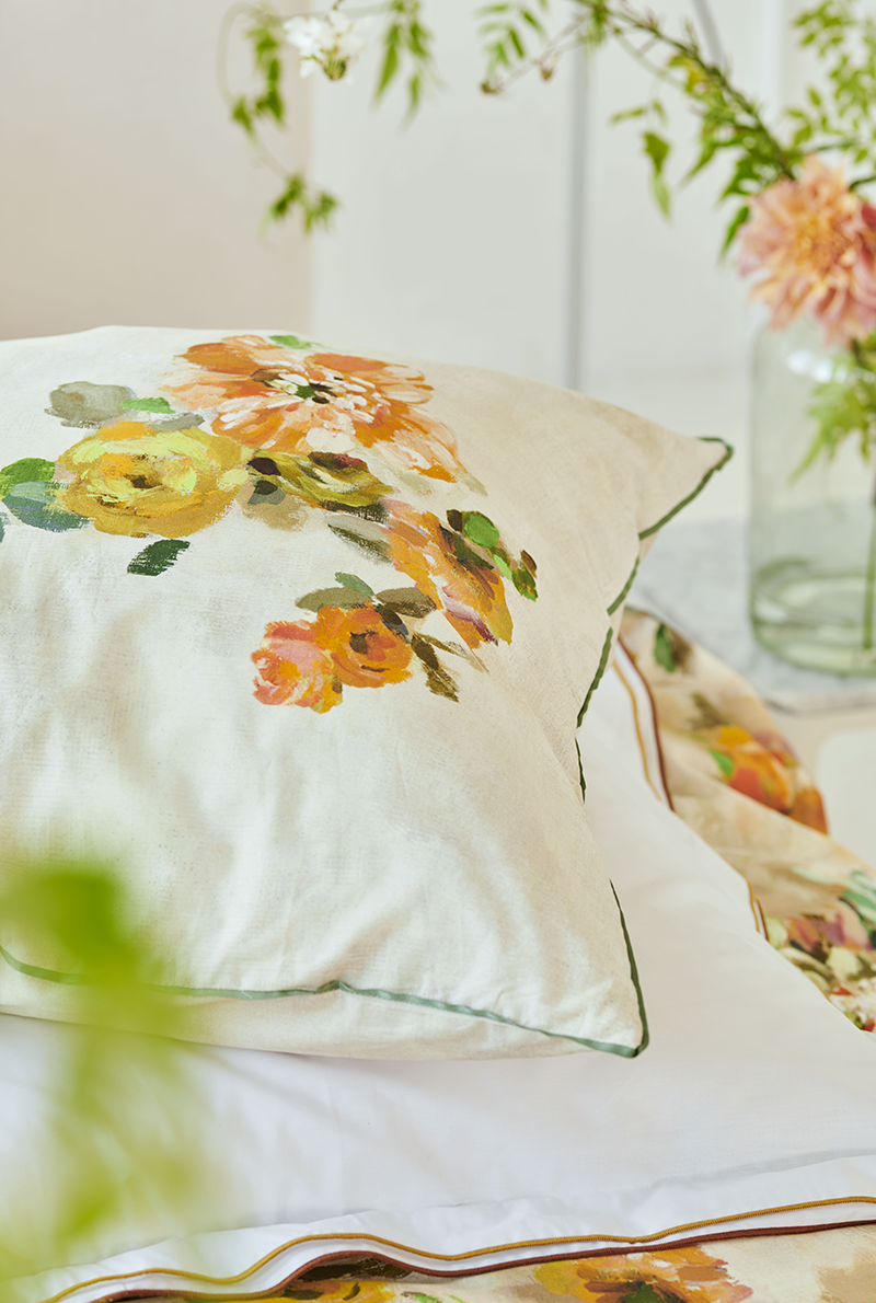 Essix Home Collection Taie D'oreiller En Satin De Coton Giardino Di Rose