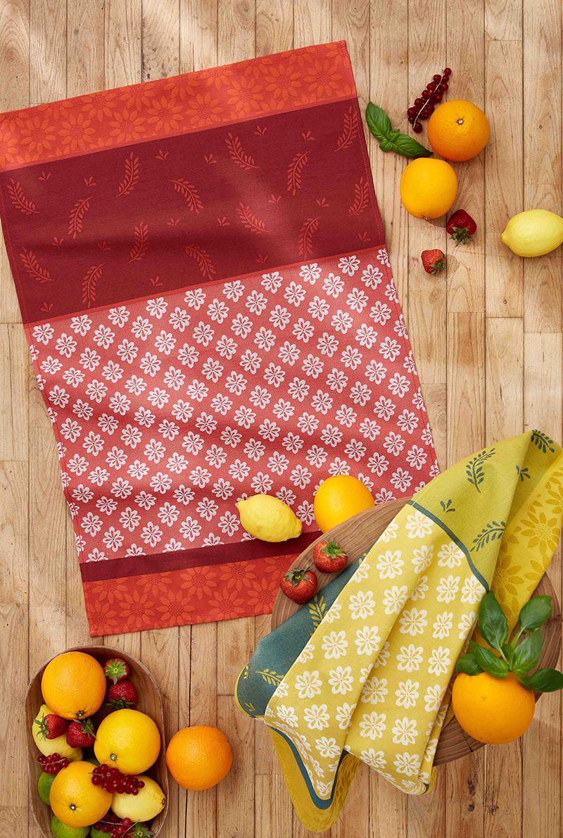 Essix Home Collection Torchon En Jacquard De Coton Bastide Rouge