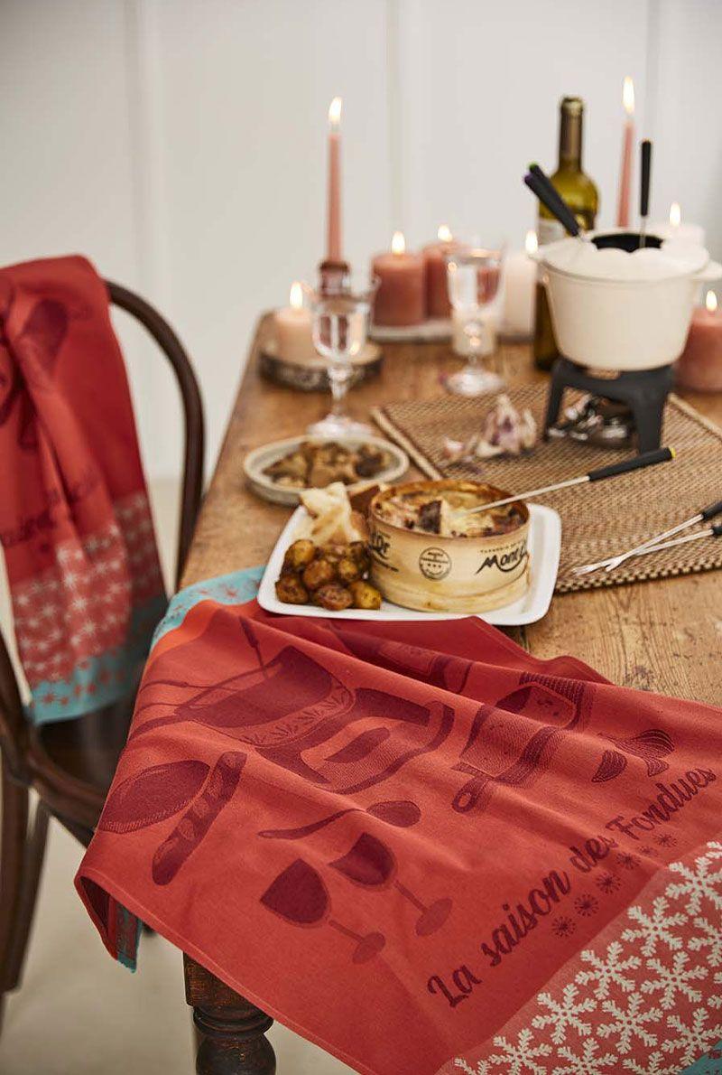 Essix Home Collection Torchon En Jacquard De Coton Saison Des Raclettes