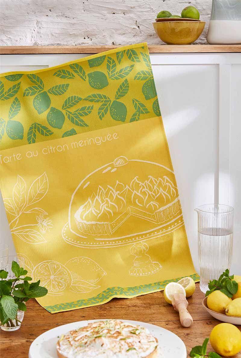 Essix Home Collection Torchon En Jacquard De Coton Tarte Au Citron