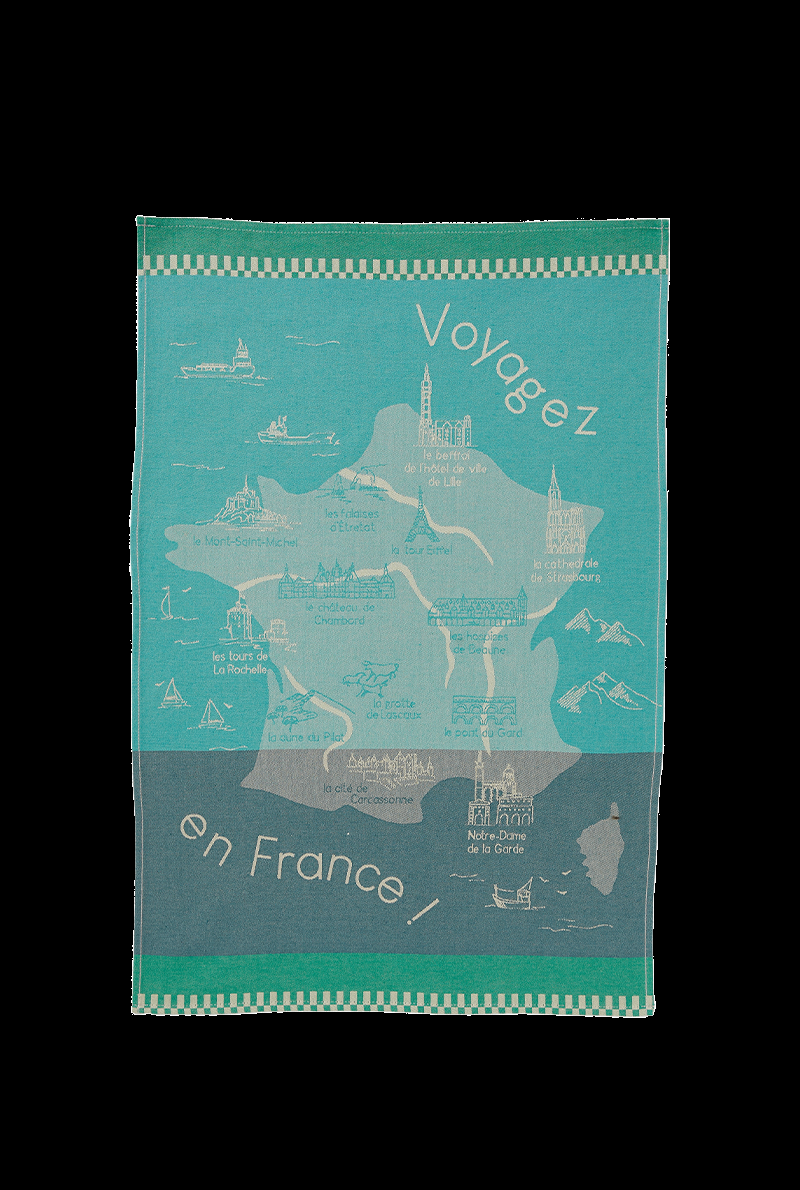 essix home collection Torchon jacquard Voyagez en France