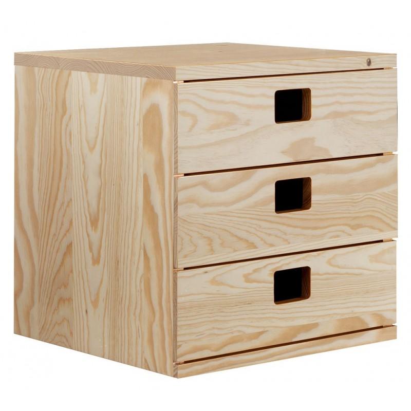 europe & nature Caisson 3 tiroirs en pin massif - DINAMIC