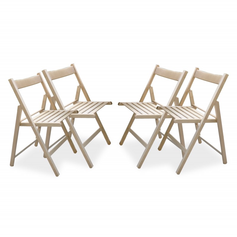europe & nature 4 chaises pliantes en hêtre massif